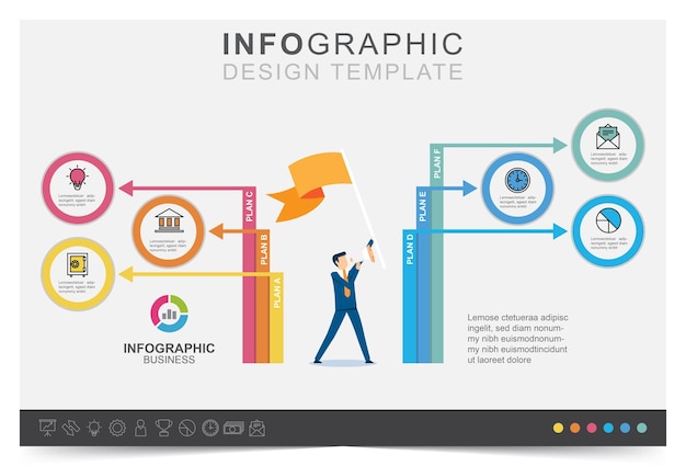 Infographic businessplan en pictogrammen ingesteld