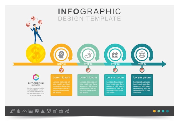 Infographic businessplan en pictogrammen ingesteld