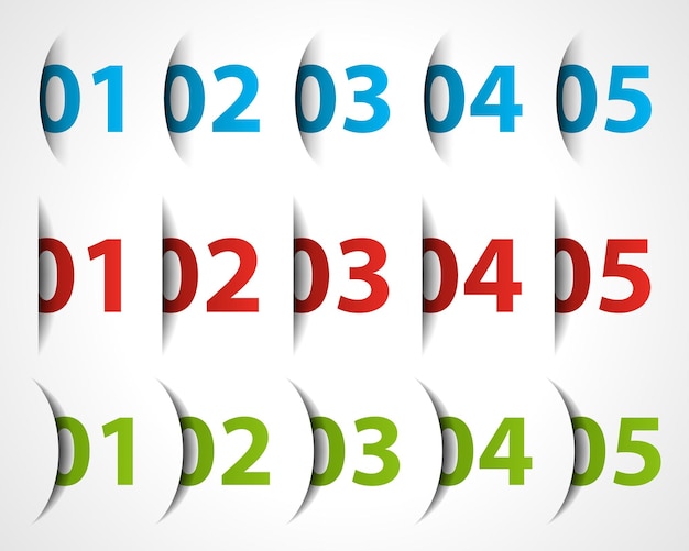 Vector infographic buttons with numbers in cells vector template blue volumetric banners with red annotations and information