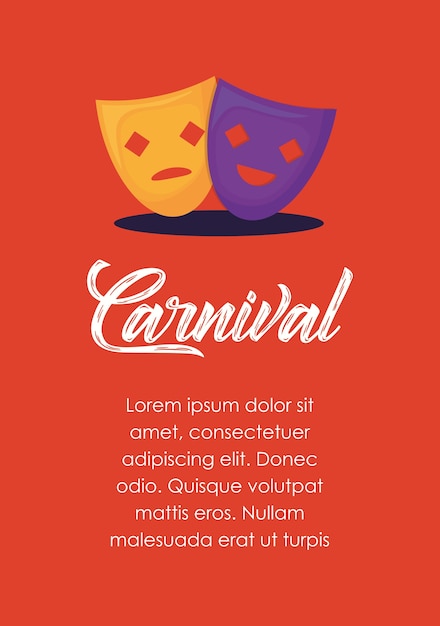 Infografica del concetto di carnevale con maschere teatrali