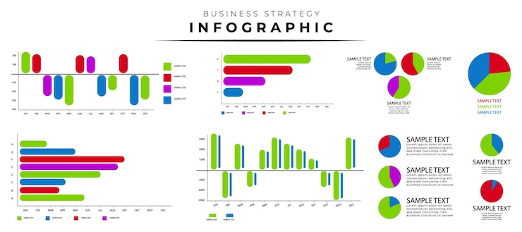 Vector infographic 차트 및 다이어그램 요소 컬렉션 infographic 요소 템플릿 집합