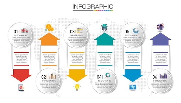 Infographic chart with business concept, 6 options can be used for business concept with 6 steps.