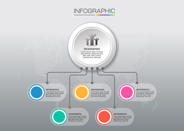 Инфографическая диаграмма с бизнес-концепцией, 6 вариантов можно использовать для бизнес-концепции с 6 шагами.