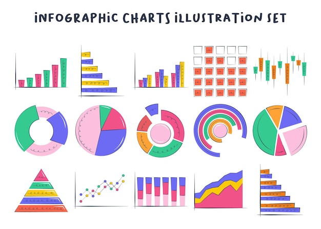 Vettore set di illustrazioni di infografiche