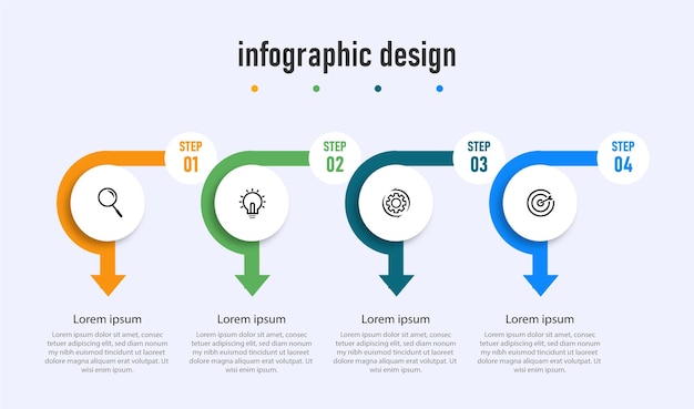 Шаги бизнес-дизайна шаблона стрелки круга инфографики