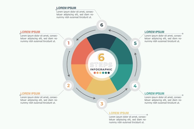 Vector infographic cirkel 6 stap