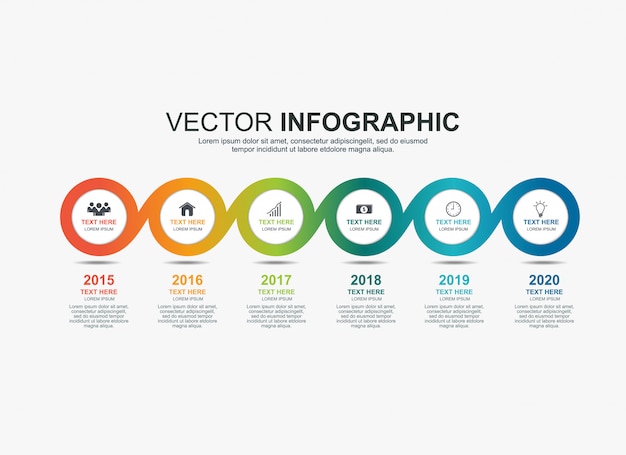 Infographic cirkel elementen tijdlijn proces grafieksjabloon