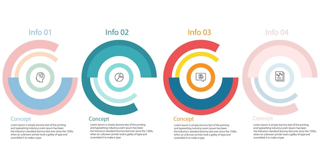 Infographic cirkel ring idee vorm data vector sjabloon proces concept stap voor strategie en inform