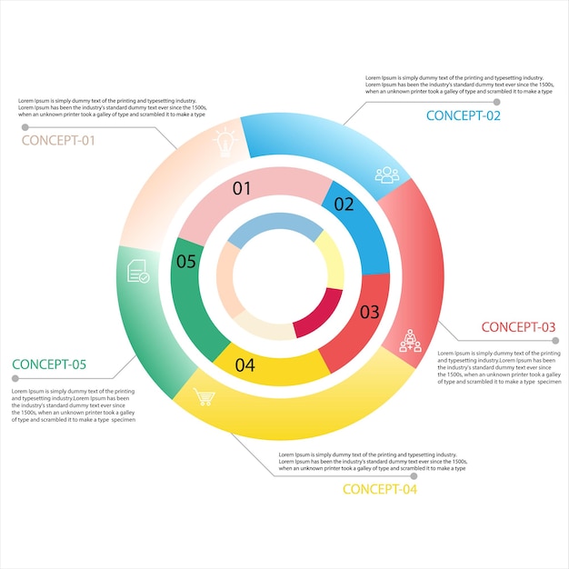 Infographic cirkel ring idee vorm data vector sjabloon proces concept stap voor strategie en inform