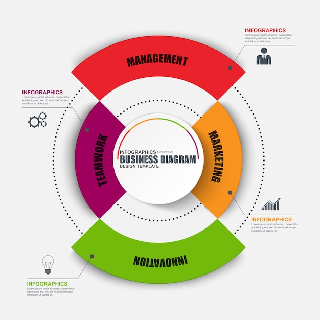 Infographic cirkel vector ontwerpsjabloon. Kan worden gebruikt voor workflow, cyclusdiagram.