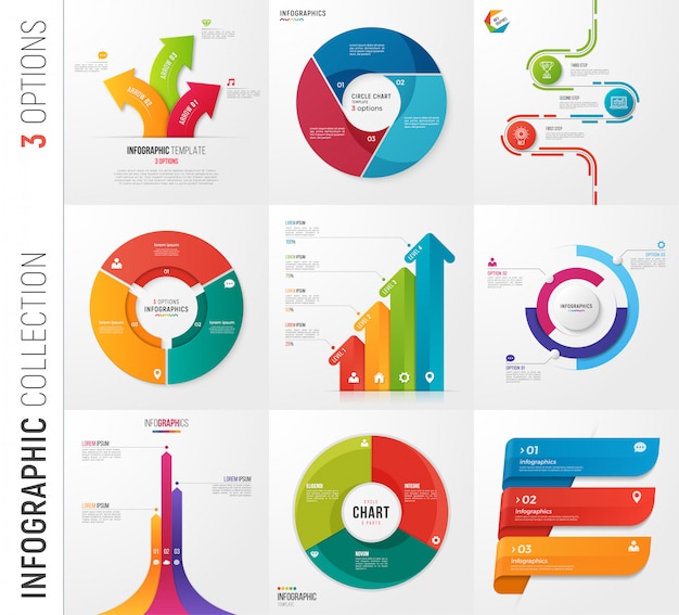 オプションベクトルテンプレートのインフォグラフィックコレクション