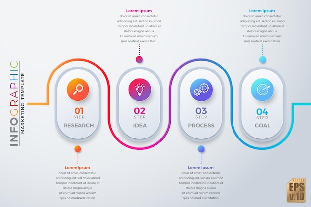 Infographic colorful marketing template vector design Round corner icons 4 options or steps in minimal style You can used for Marketing process workflow presentations layout flow chart print ad