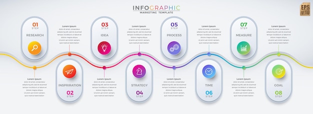 Infographic colorful marketing template vector design round corner icons 4 options or steps in minimal style you can used for marketing process workflow presentations layout flow chart print ad