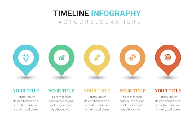 Infographic colorful timeline 5 step