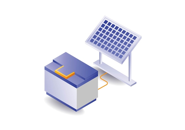 Инфографическая концептуальная иллюстрация батарей, хранящих энергию солнечных панелей