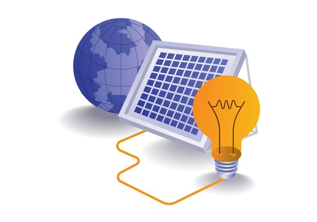 Infographic concept illustration eco green solar panel electric energy technology