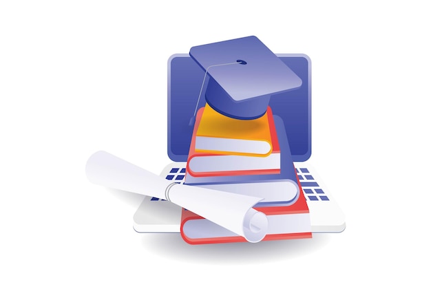 Infographic concept of stack of books online school education symbol