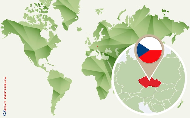 Infografica per la mappa dettagliata della repubblica ceca della repubblica ceca con la bandiera