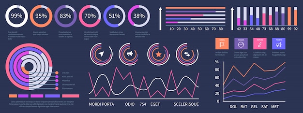 Vector infographic dashboard.  interface presentation elements set