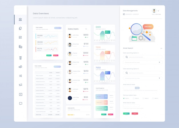 Infographic dashboard-paneelsjabloon voor UI UX-ontwerp