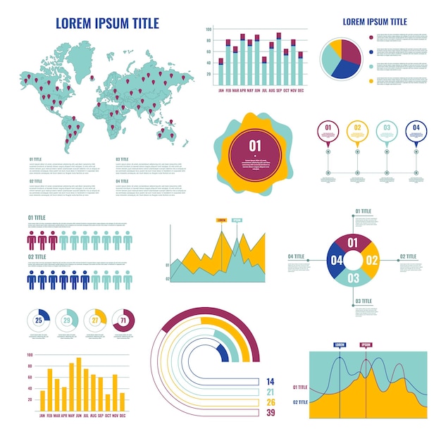 Infographic Dashboard UI Design Elements Set Vector