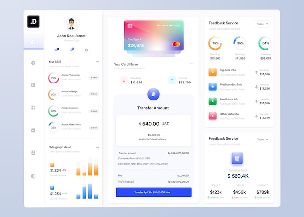 Vector infographic dashboard ui ux design with graphs charts and diagrams web interface template for bus