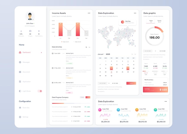 Infographic dashboard UI UX design with graphs charts and diagrams Web interface template for bus