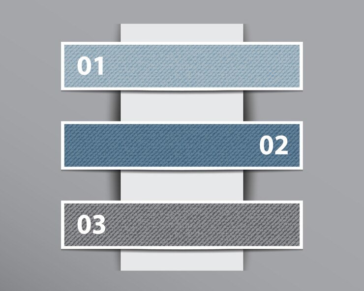 Vector   infographic denim banners on vertical paper layer.