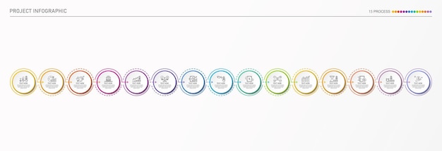 Infographic design 15 options or process and finance icons