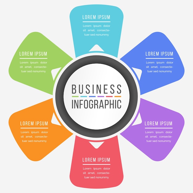 infographic design 6 steps or options business information colorful template