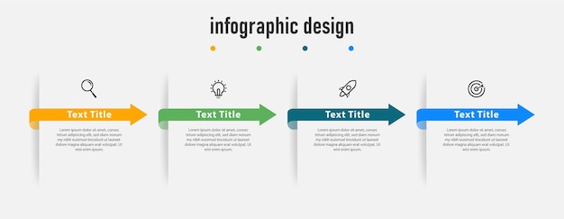 Infographic design arrow elegant professional template with 4 step Premium Vector