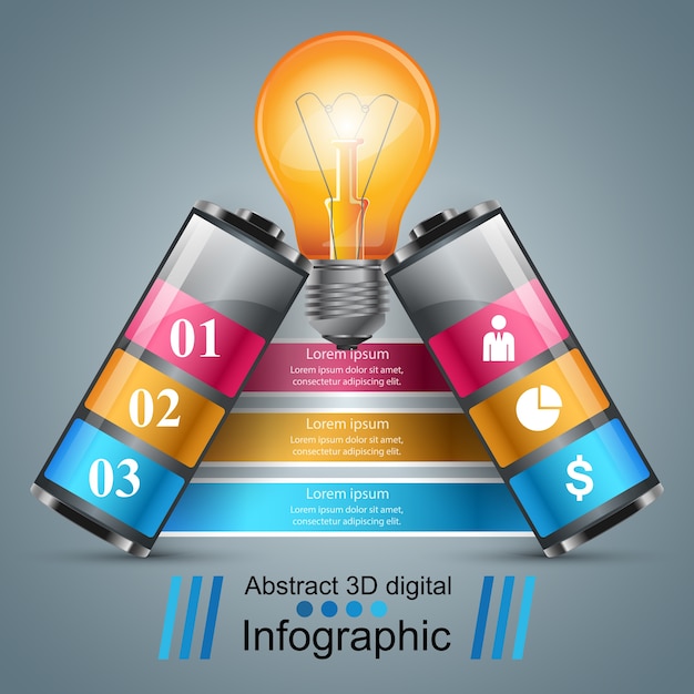 Infographic design. bulb, battery icon.