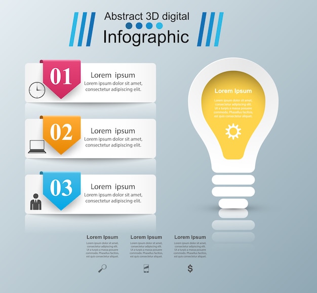 Infographic design. Bulb, Light icon.