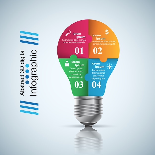 Infographic design. bulb, light icon.