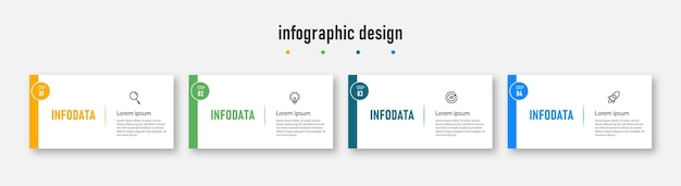 Progettazione infografica per il concetto di business. linea temporale modello con 4 passaggi,