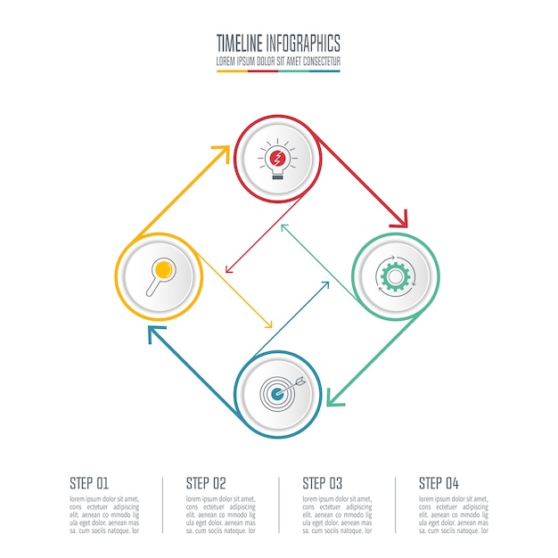 Concetto di business di progettazione infografica con 4 opzioni.