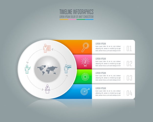 Concetto di business di progettazione infografica con 4 opzioni.