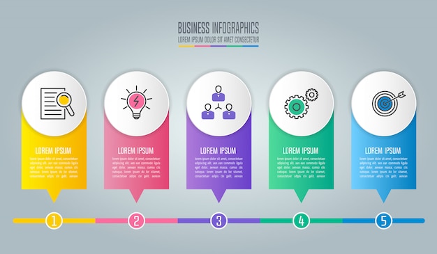 Infographic design business concept with 5 options, parts or processes.