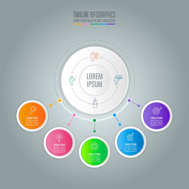 5 옵션 infographic 디자인 사업 개념입니다.