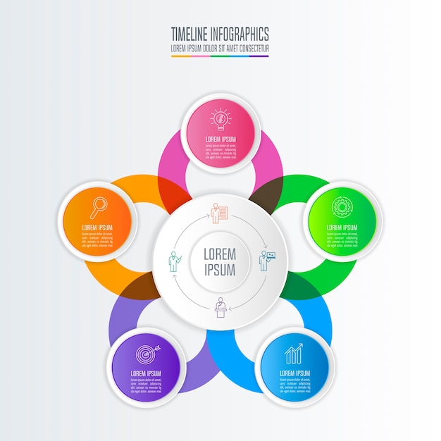 5 옵션 infographic 디자인 사업 개념입니다.