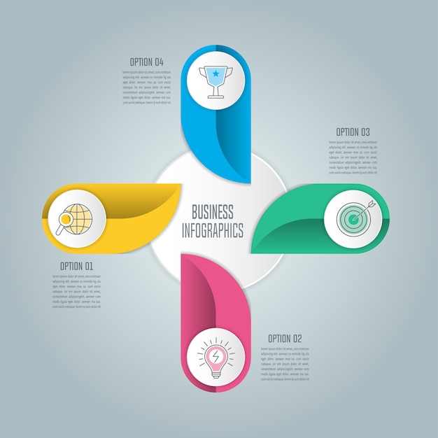 Concetto di business design infografica con 5 opzioni.