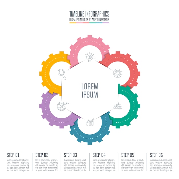 벡터 6 옵션 infographic 디자인 사업 개념입니다.