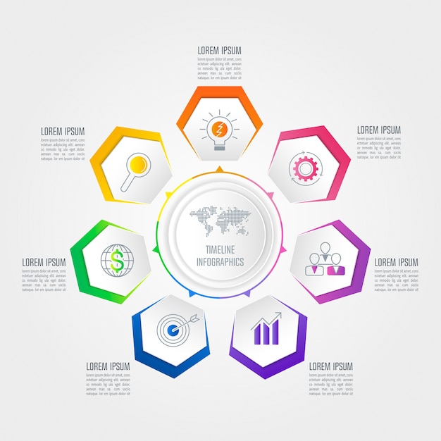 бизнес-концепция инфографического дизайна с 7 вариантами.