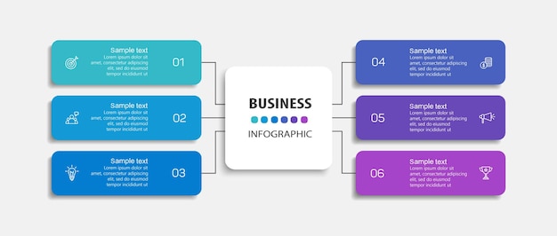 ベクトル インフォグラフィック デザイン ビジネス テンプレート 6つの選択肢 ステップまたはプロセス