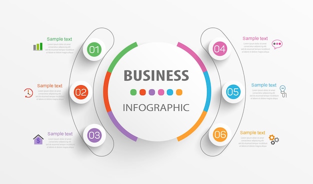 Vector infographic design business template with 6 options