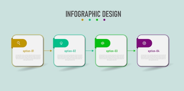 Modello di business di progettazione infografica con quattro passaggi