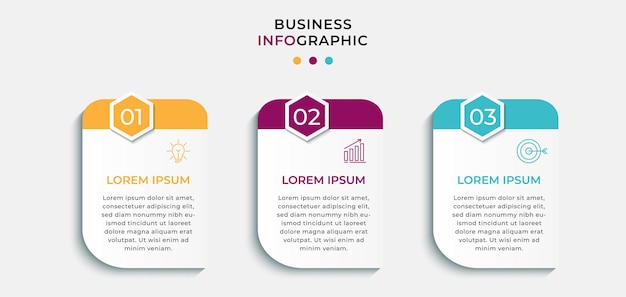 Бизнес-шаблон инфографики с иконками и 3 вариантами или шагами