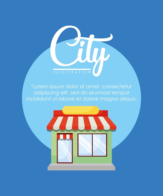 Infographic design of city elements with store icon