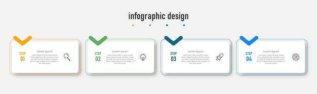 Modello professionale elegante di design infografico con 4 passaggi vettore premium