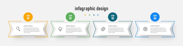 Infographic design elegant professional template with 4 step Premium Vector